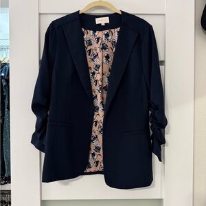 Skies Are Blue Navy Blazer with Floral Lining